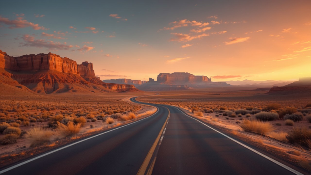 Scenic road trip landscape